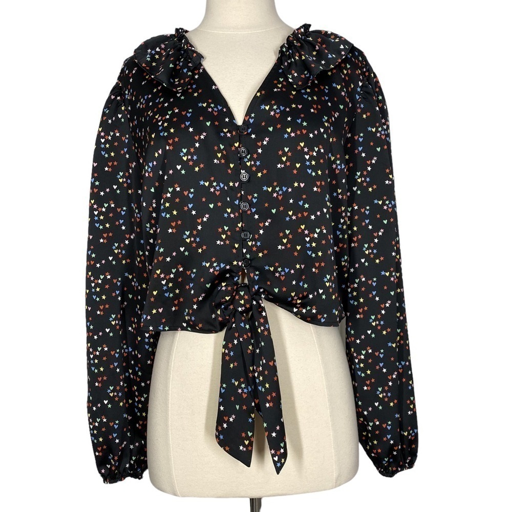 TOPSHOP Star Print Cropped Blouse
